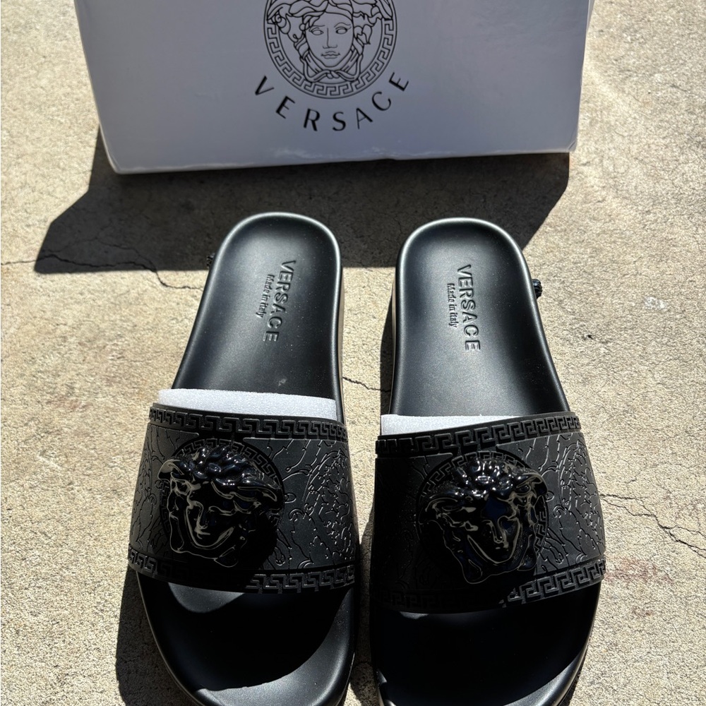 Versace Black Slide Sandals